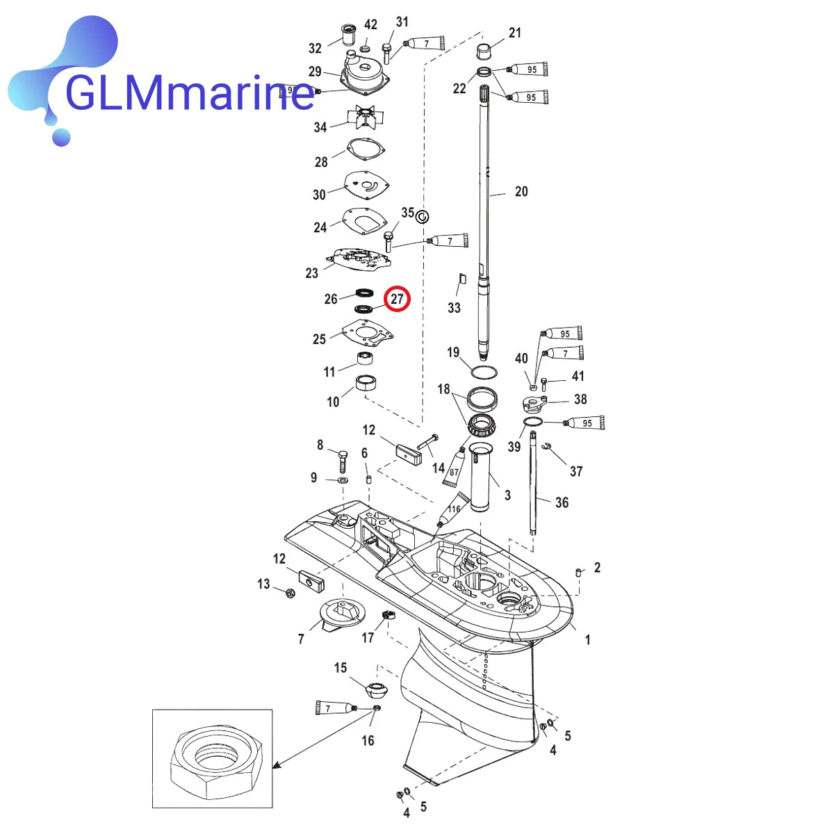 2Pcs Oil Seal 26-43036 for Mercury Marine 40HP 50HP 60HP 75HP 90HP 100HP 115HP 125HP Engine 43036 Replacement 85170 18-0522