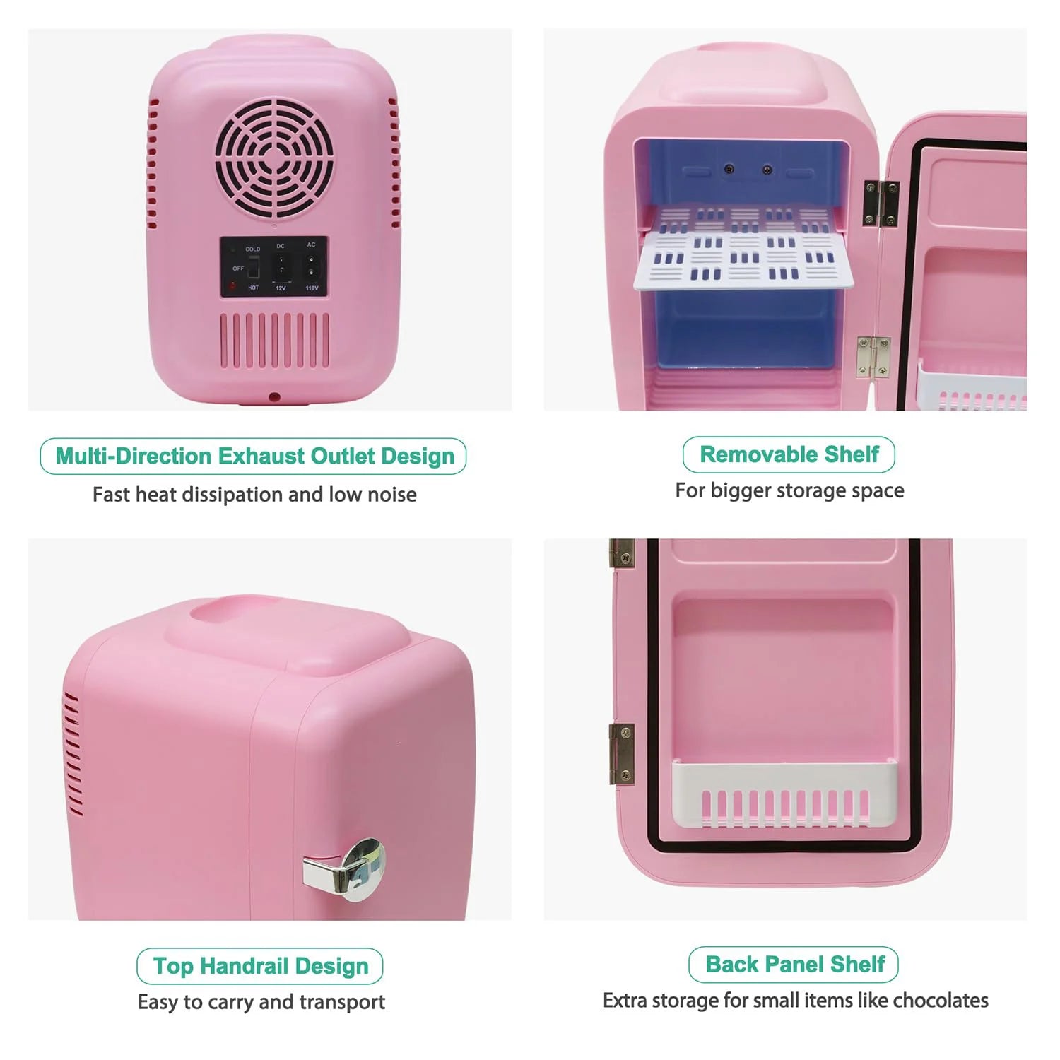 Mini Fridge for Bedroom/Office/Car, 4 Liter/6 Can Portable Cooler and Warmer Personal Refrigerator for Cosmetics, Beverage, Food