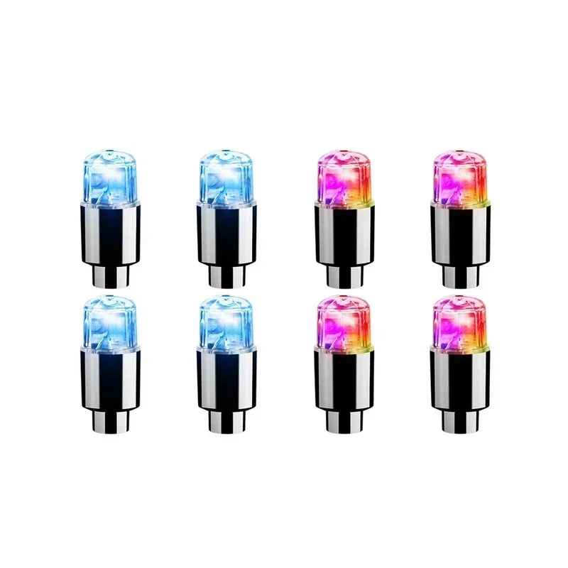 2/8pcs Tire Valves Cap LED Lights Universal Car Motorcycle Bicycle Tyre Hub Motion Sensor Glowing Bulbs Cycling Lamp Accessories