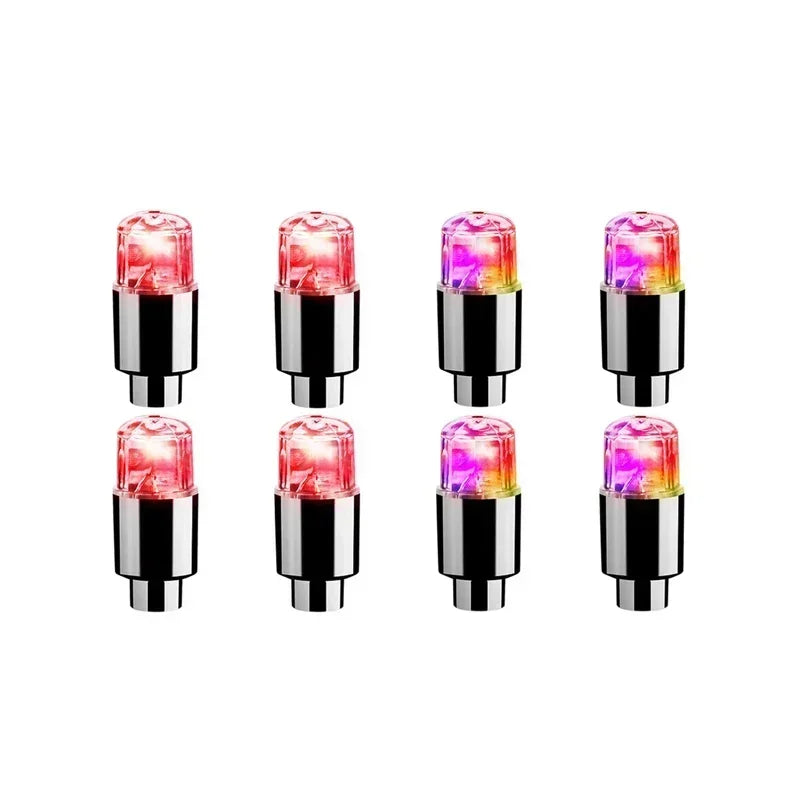 2/8pcs Tire Valves Cap LED Lights Universal Car Motorcycle Bicycle Tyre Hub Motion Sensor Glowing Bulbs Cycling Lamp Accessories