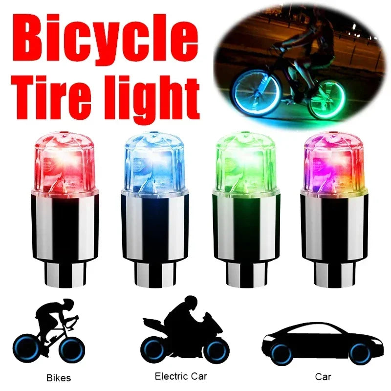 2/8pcs Tire Valves Cap LED Lights Universal Car Motorcycle Bicycle Tyre Hub Motion Sensor Glowing Bulbs Cycling Lamp Accessories